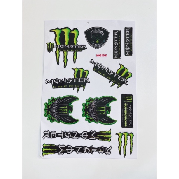 Tem nổi hình mèo qào Monster Pilotos nhiều mẫu trong 1 tờ, dán trang trí xe máy, laptop…