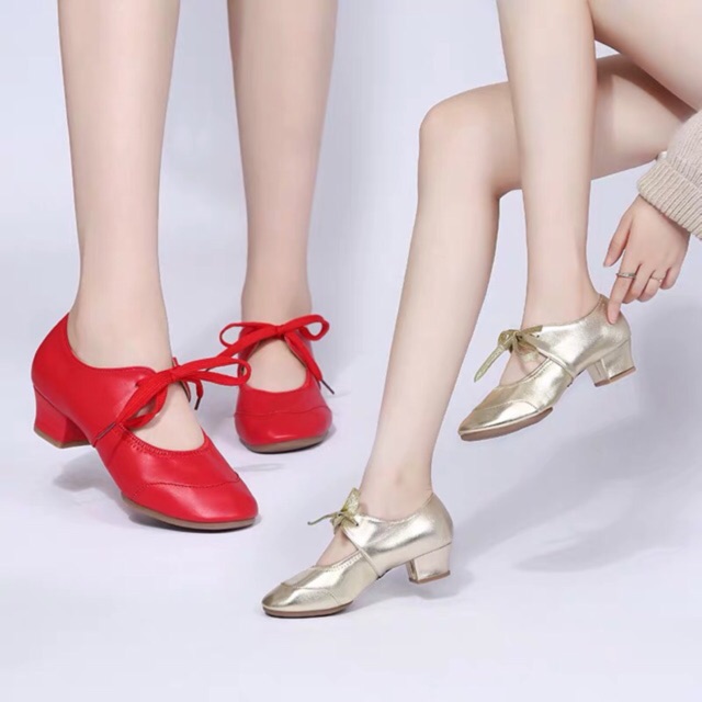 Giày khiêu vũ đế trụ dây nơ