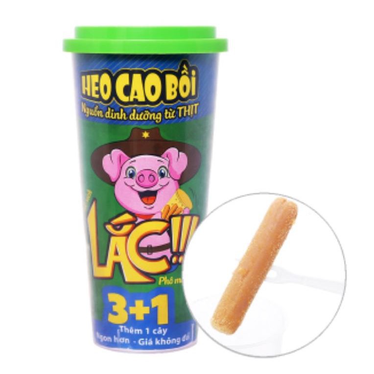 Xúc xích lắc Heo Cao Bồi ly 60g (3 cây tặng 1)