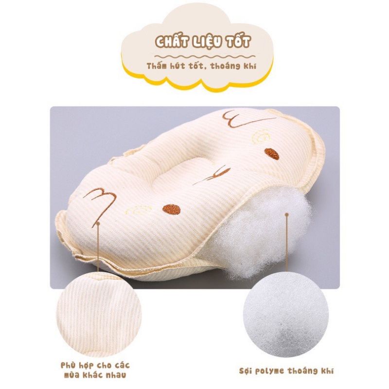 Gối cho bé sơ sinh, gối lõm chống méo đầu hình gấu cho bé