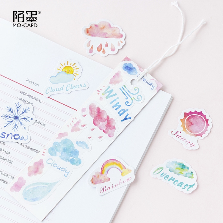Hộp 46 Miếng Dán Trang Trí Album Họa Tiết Thời Tiết Phong Cách Nhật Bản
