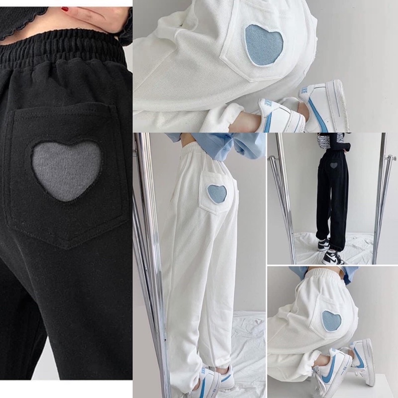 Quần jogger tim túi đen trắng