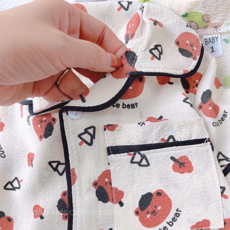 Bộ pizama chất đũi xốp mát cho bé,bộ pizama cộc tay cho bé trai bé gái