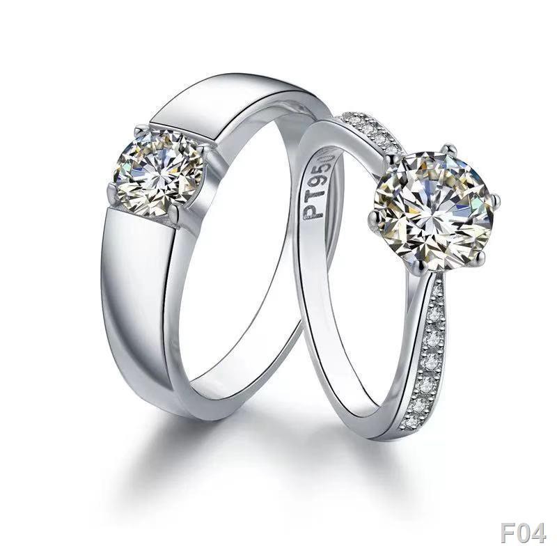 bạc nguyên chất phiên bản Hàn Quốc nhẫn kim cương mô phỏng nữ cặp đôi cầu hôn nam cưới quà tặngV