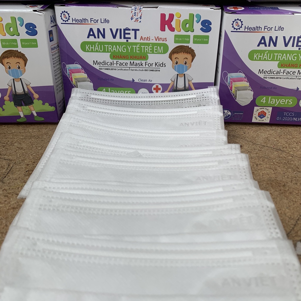 khẩu trang y tế trẻ em màu trắng, hàng chất lượng tốt, có giấy chứng nhận, hộp 50c 4 lớp | BigBuy360 - bigbuy360.vn