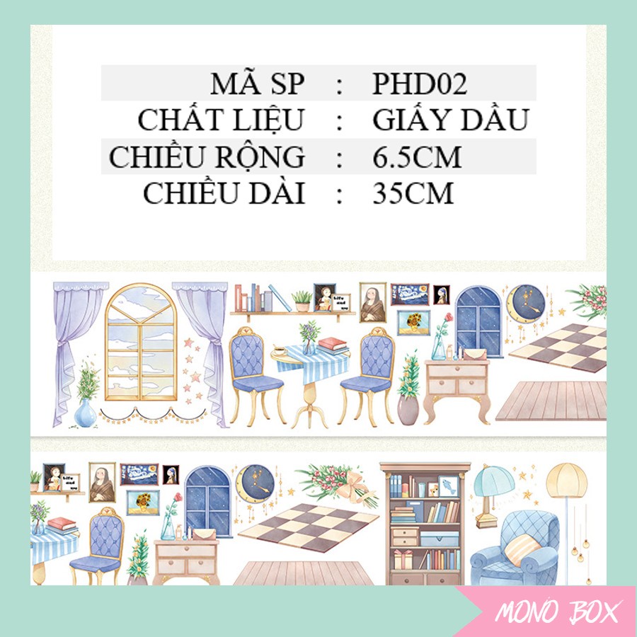 [Chiết] Washi tape 6,5x35cm họa tiết hình nền làm tranh washi Mono_box