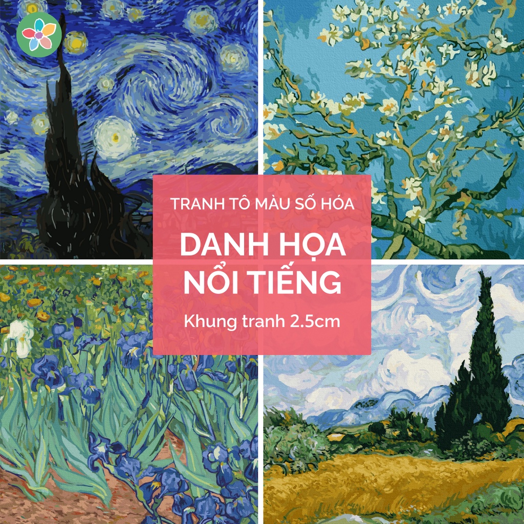 ✅Tranh tô màu theo số - Danh họa nổi tiếng Van Gogh đã căng khung 40x50cm