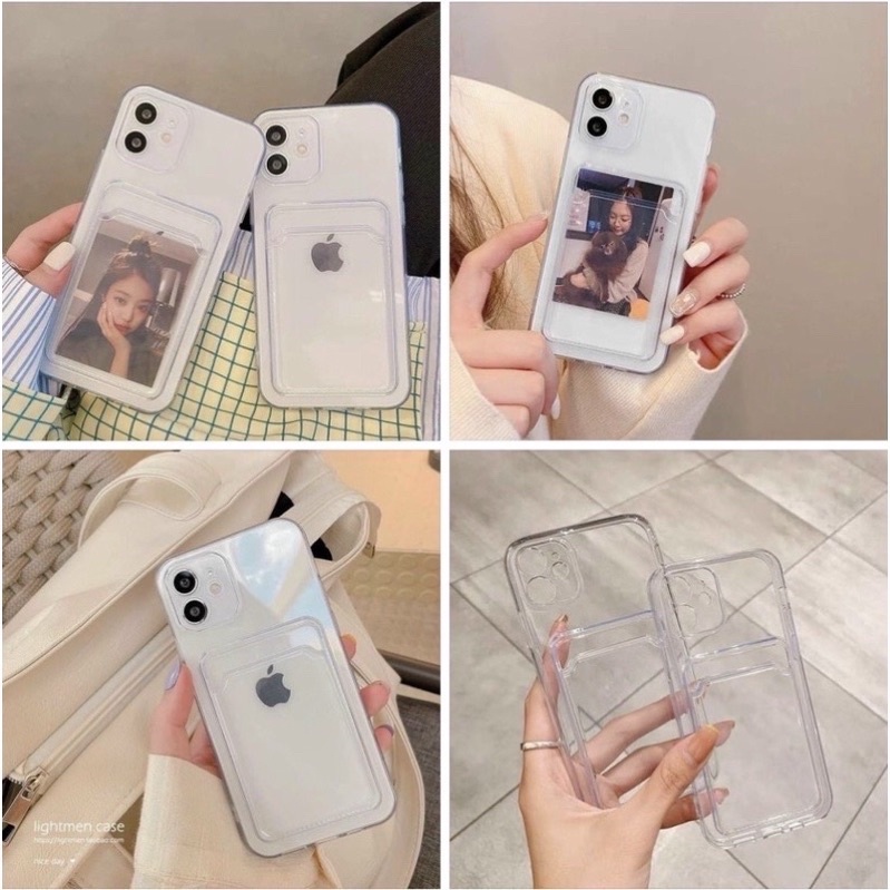 Ốp túi trong suốt chống sốc X,Xs,Xsmax,7Plus,8Plus/xr/11promax/12promax/11/11pro/13promax có ngăn ví đựng thẻ tiện dụng