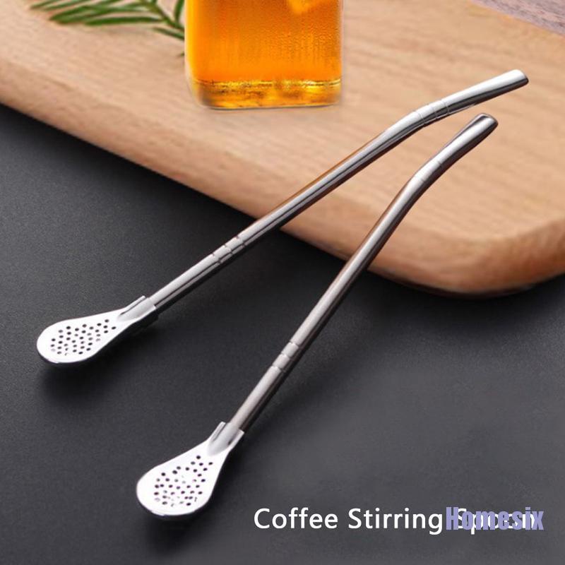Ống hút bằng thép không gỉ hình quả bầu kiêm muỗng lọc trà Yerba Mate