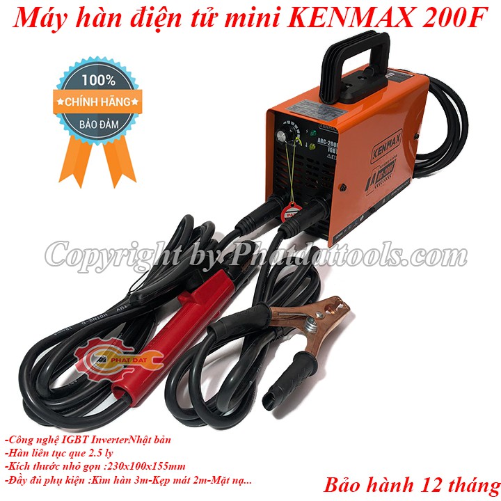 Máy hàn điện tử mini KENMAX ARC-200F-Máy hàn que gia đình-Công nghệ IGBT Nhật Bản-Bảo hành 12 tháng-Đầy đủ phụ kiện