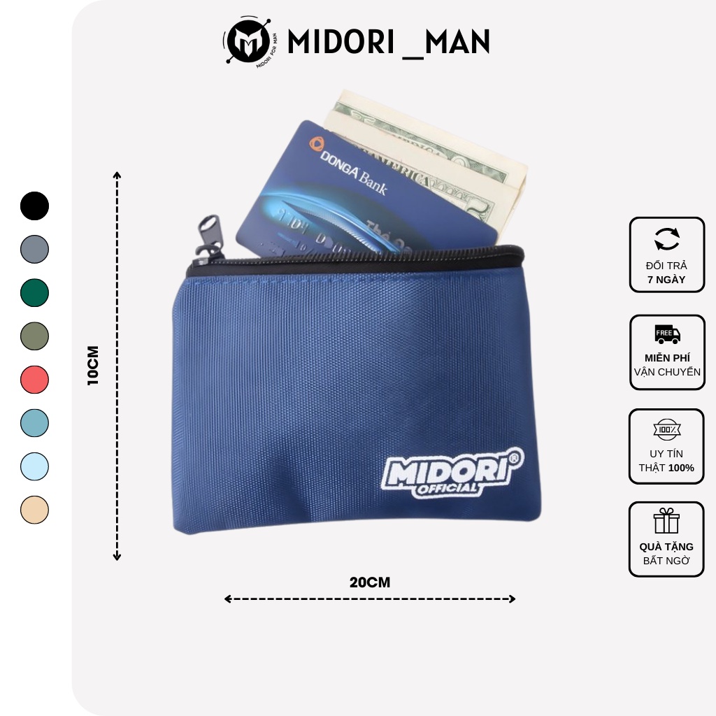 Ví Canvas Mini đựng Thẻ, Giấy tờ đa năng - Midori Man