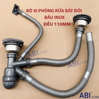 XI PHÔNG ỐNG XẢ CHẬU RỬA BÁT 2 HỐ BẦU INOX