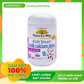Nature's Way Viên Nhai Bổ Sung Dinh Dưỡng Vị Việt Quốc Smart Milk Calcium Bites Blueberry 60 Viên