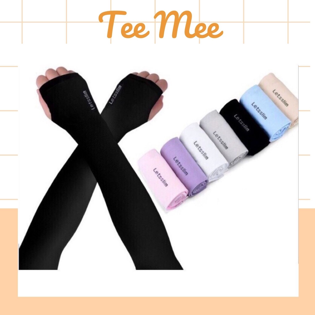 Găng tay chống nắng xỏ ngón Lets Slim bao tay đi phượt siêu mát chống tia UV ống tay đi xe máy