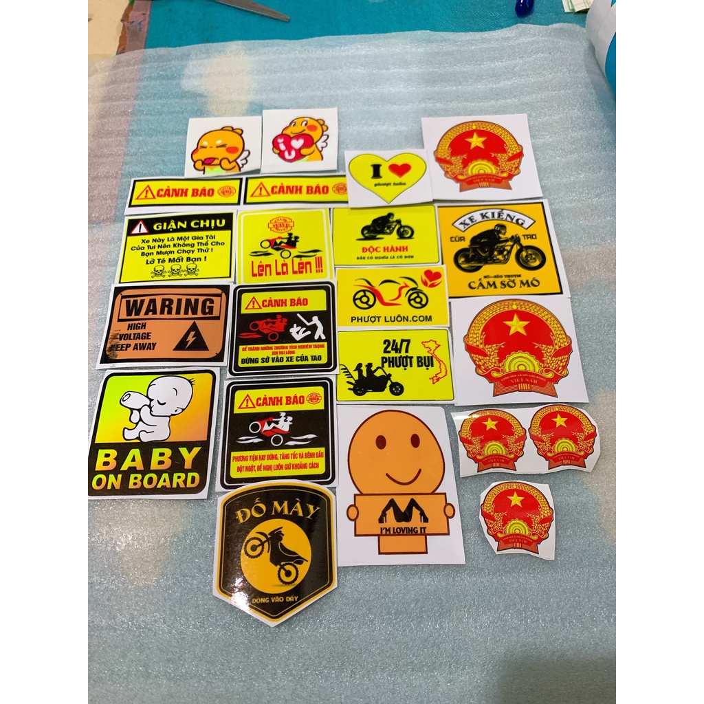 Tem Cảnh Báo Dán xe, mũ , dán trang trí