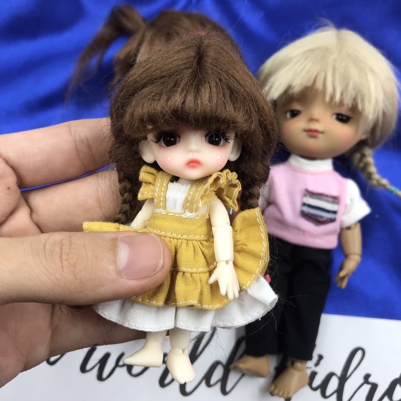 Wig cho búp bê BJD 1/12, 1/8, 1/6 Ming, Mong, Meng, tóc giả cho búp bê, wig len, chính hãng