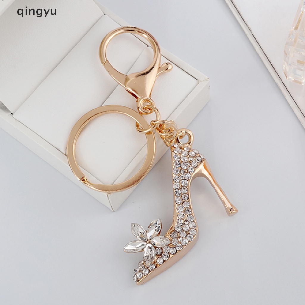 Qingyu Móc Khóa Hợp Kim Hình Giày Cao Gót Đính Pha Lê Xinh Xắn