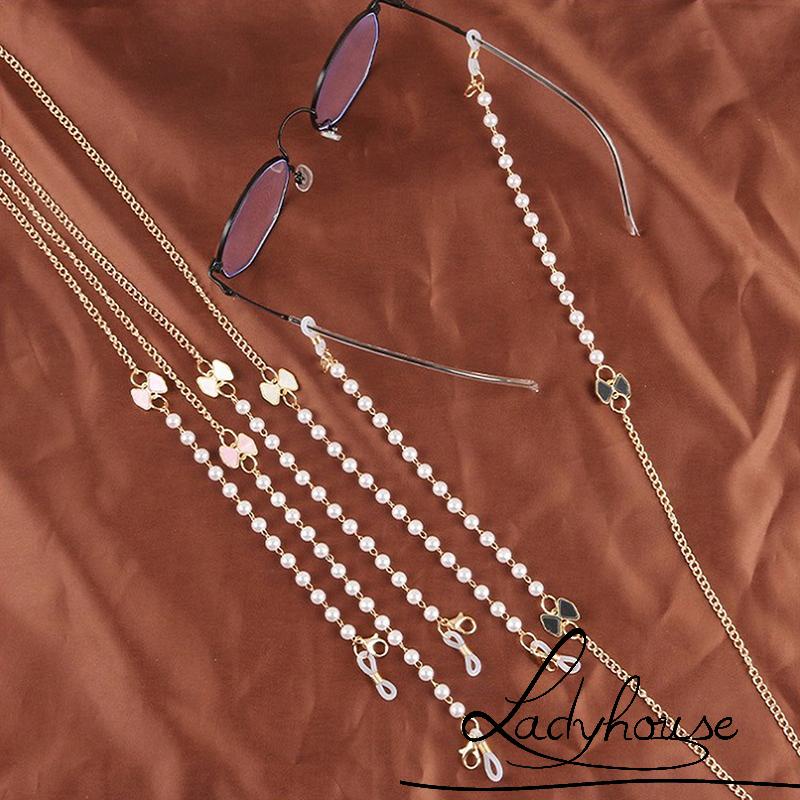 Dây đeo mắt kính đính ngọc trai có thể điều chỉnh độ dài