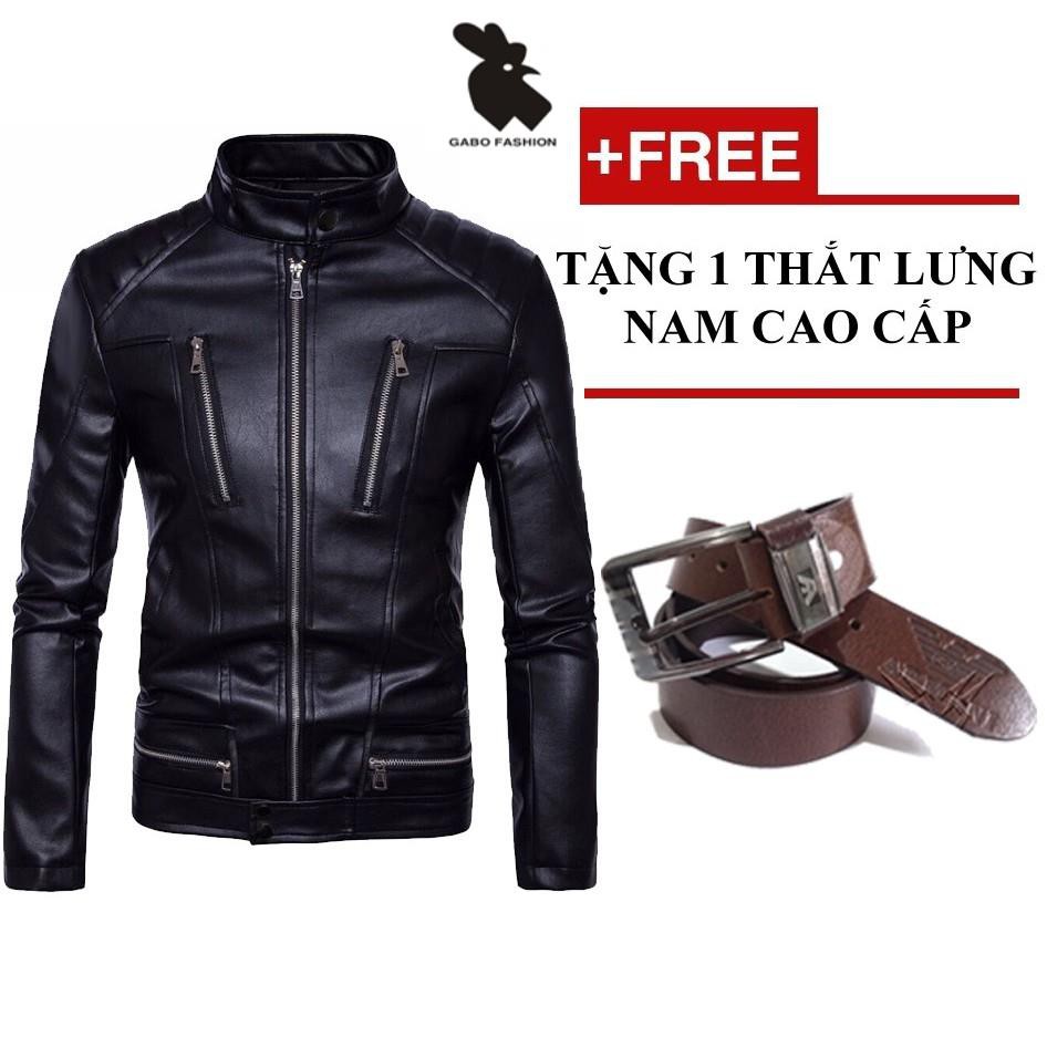 Áo khoác nam da thái AK95 (đen) + Tặng kèm 1 thắt lưng cao cấp
