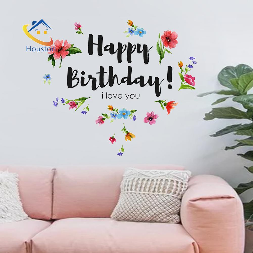 Miếng Dán Tường Hình Chữ Happy Birthday 3d