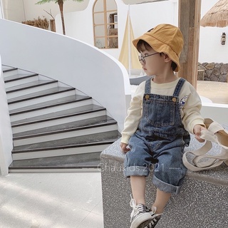Set yếm jean kèm áo trắng dài tay bé trai