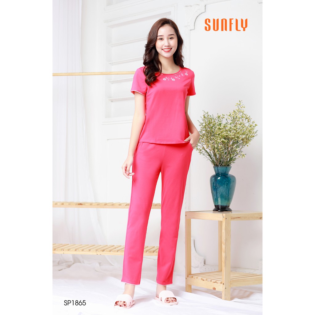 Đồ bộ mặc nhà Cotton áo cộc, quần dài Sunfly SP1865