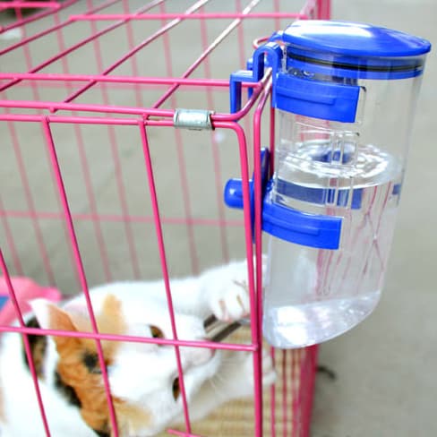Bình treo chuồng cao cấp vát đít có nút vặn cố định, giúp tiết kiêm không gian lồng cho chó mèo