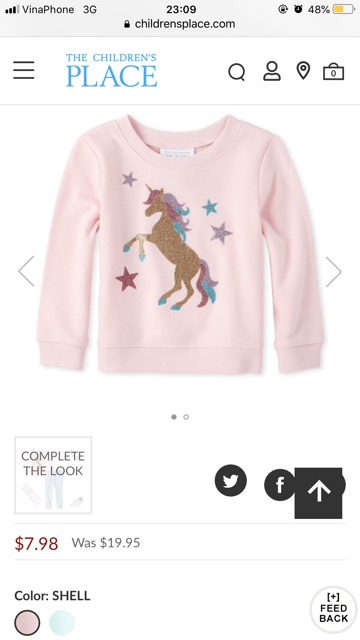 ❌❌Áo nỉ dài tay Place dễ thương cho bé