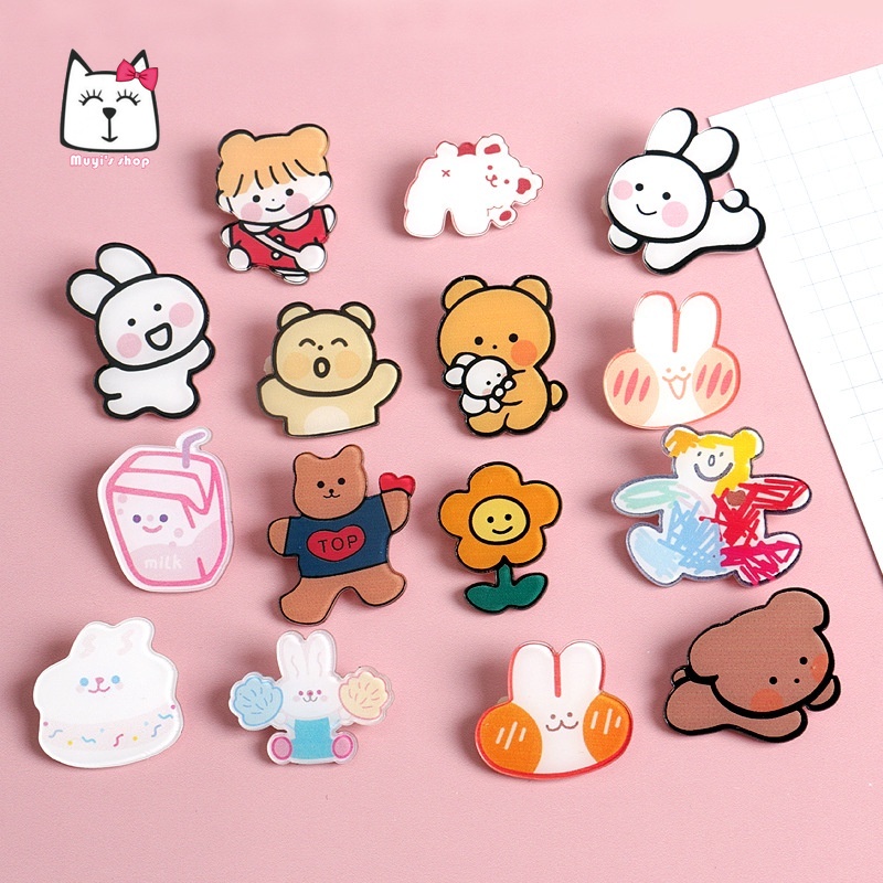 Ghim cài trang trí thiết kế hoạt hình xinh xắn dễ thương