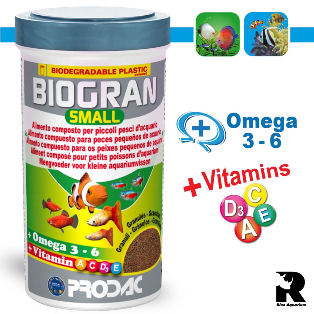 Thức Ăn PRODAC - Biogran Small | Thức Ăn Khô Cho Cá Cảnh Thủy Sinh (Lọ 45g)