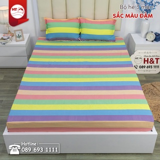 Bộ Ga Gối 4 Món Cotton Polly In Hình 3D, bộ chăn ga 4 món ,chăn ga giá rẻ drap bo chun in họa tiết H&T Chăn Ga Gối