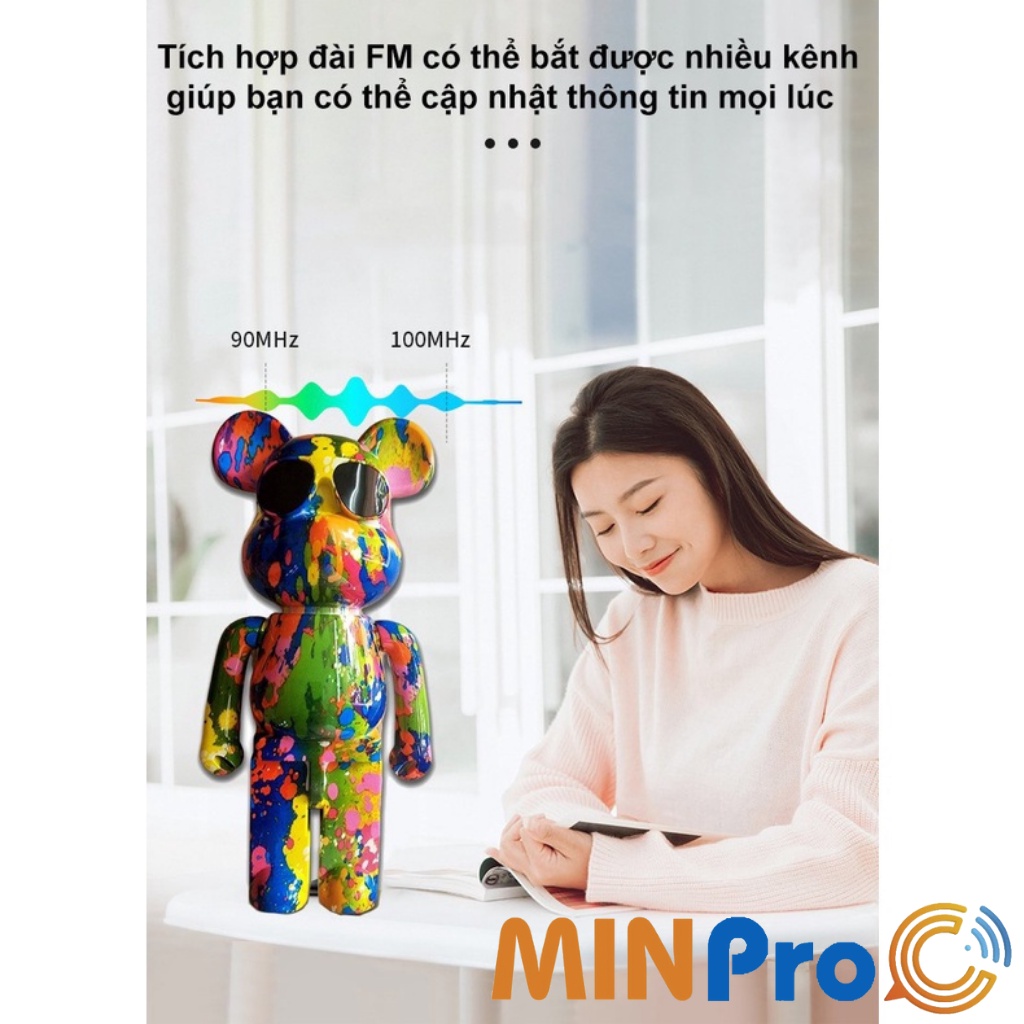 Loa bluetooth gấu Bearbrick MINPRO B5+ loa không dây mini bass mạnh cầm tay decor để bàn đẹp