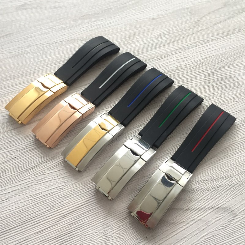 Thay thế Dây đeo đồng hồ cao su silicone Rolex Dây đeo đồng hồ Ghost King Du thuyền vũ trụ Daytona Màu xanh lá cây đen Dây đeo đồng hồ bóng ma 20mm