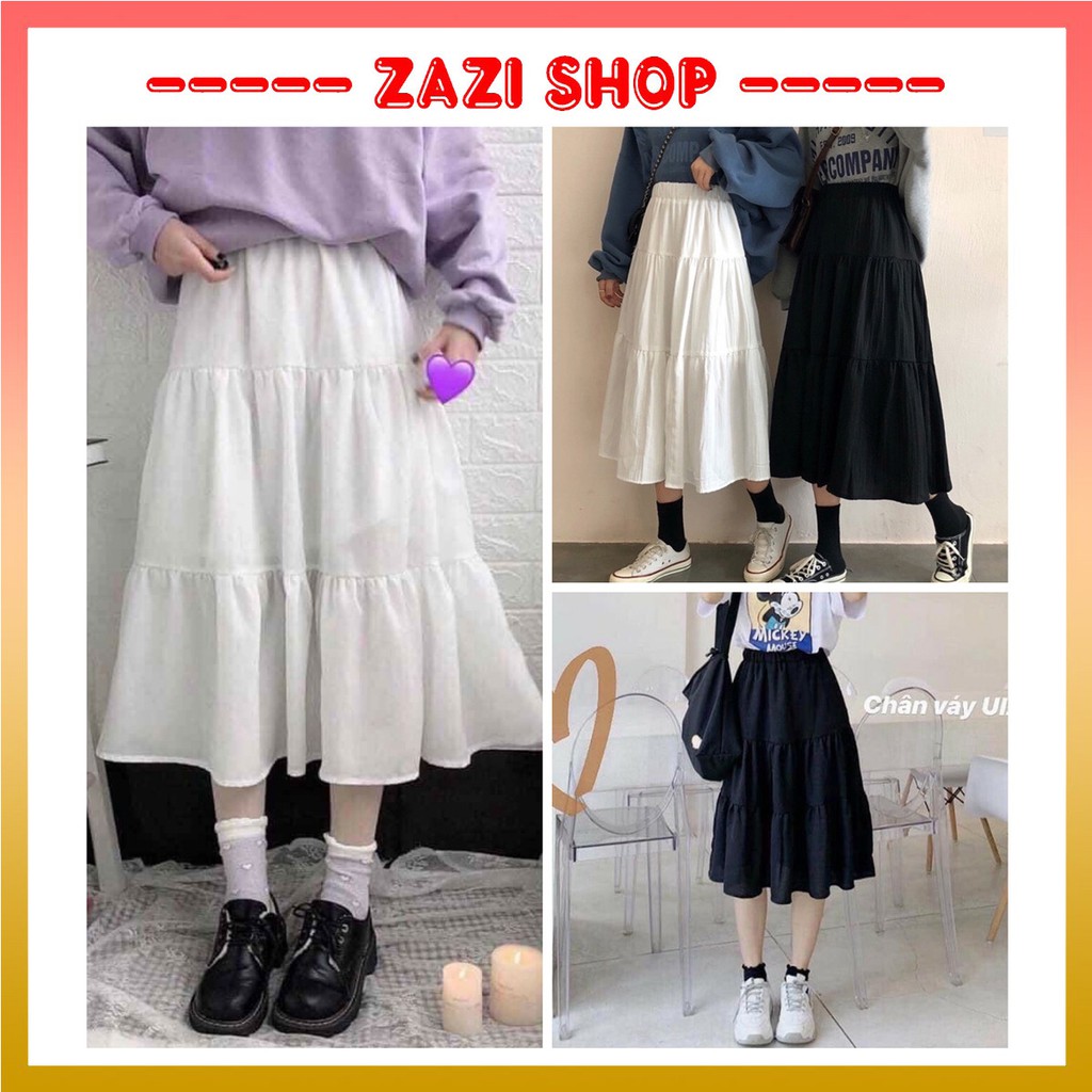 Chân váy voan 💎 Chân váy nữ, chân váy tầng 💎 Chân váy dài Hàn Quốc, chân váy ulzzang 💎 Chân váy chữ A - ZaZi CV02