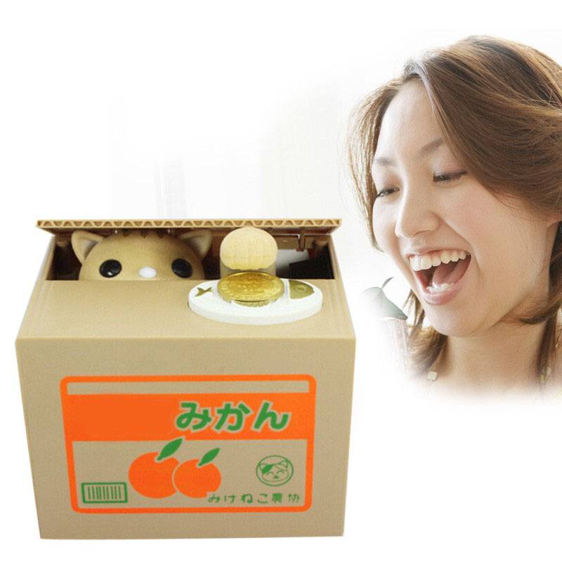 Tiết kiệm tiền hộp an toàn tự động ăn cắp tiền xu mèo con xu xu quà tặng trẻ em