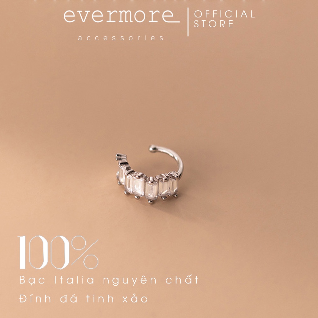 Bông tai bạc EVERMORE, khuyên tai đá chữ nhật 5mm bạc ý 925, phong cách thanh lịch - H018
