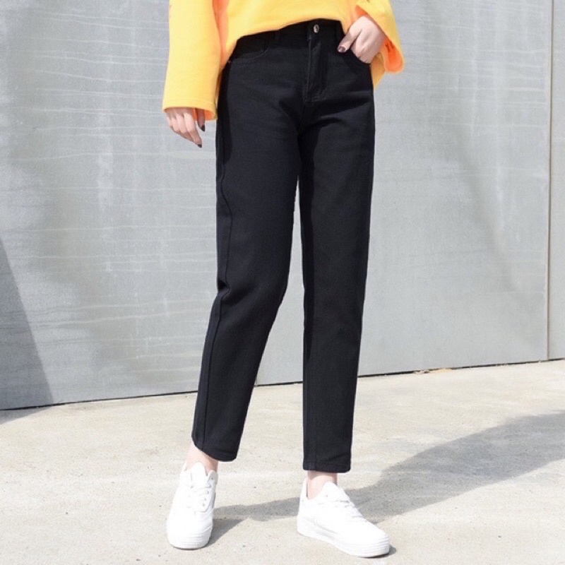 Quần Jean baggy đen Trơn [FREESHIP] quần jean nữ baggy Ulzzang