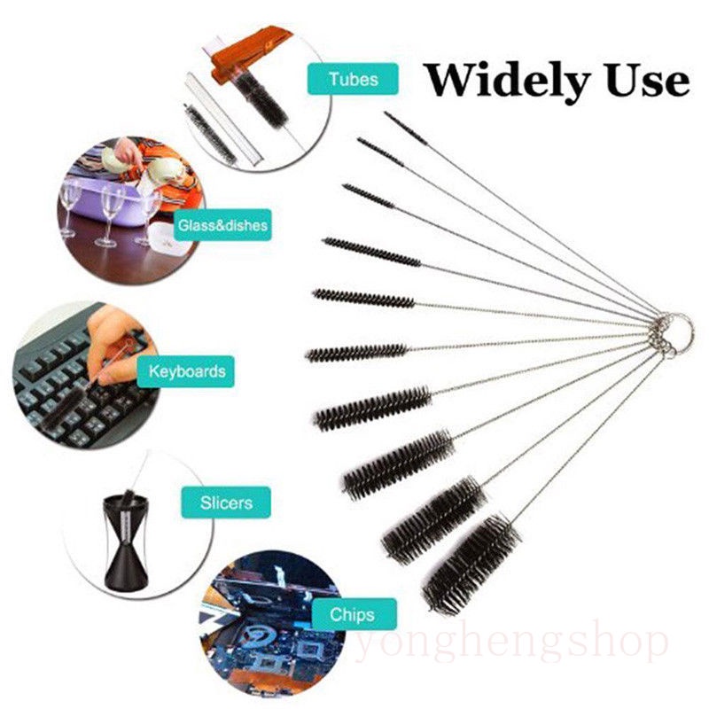 Set 10 Cọ Vệ Sinh Ống Hút / Bình Nước / Bàn Phím Máy Tính