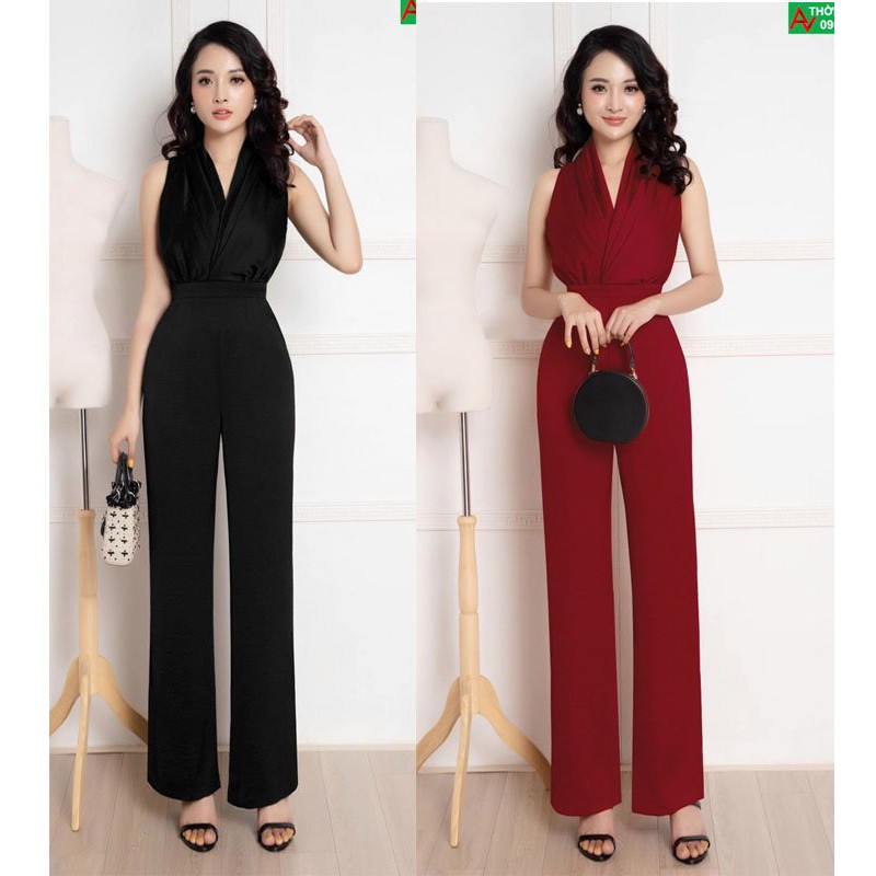 Jumpsuit sang chảnh ❣️FREESHIP❣️ jumpsuit cổ v xếp ly Jany ang trọng  - Hàng thiết kế chuẩn [jumpuit]