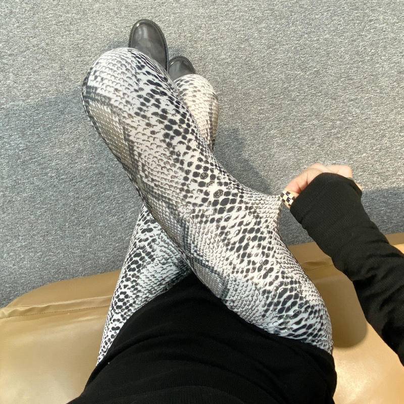 Quần Legging Lưng Cao In Họa Tiết Da Rắn Xanh Thời Trang Cá Tính Cho Nữ