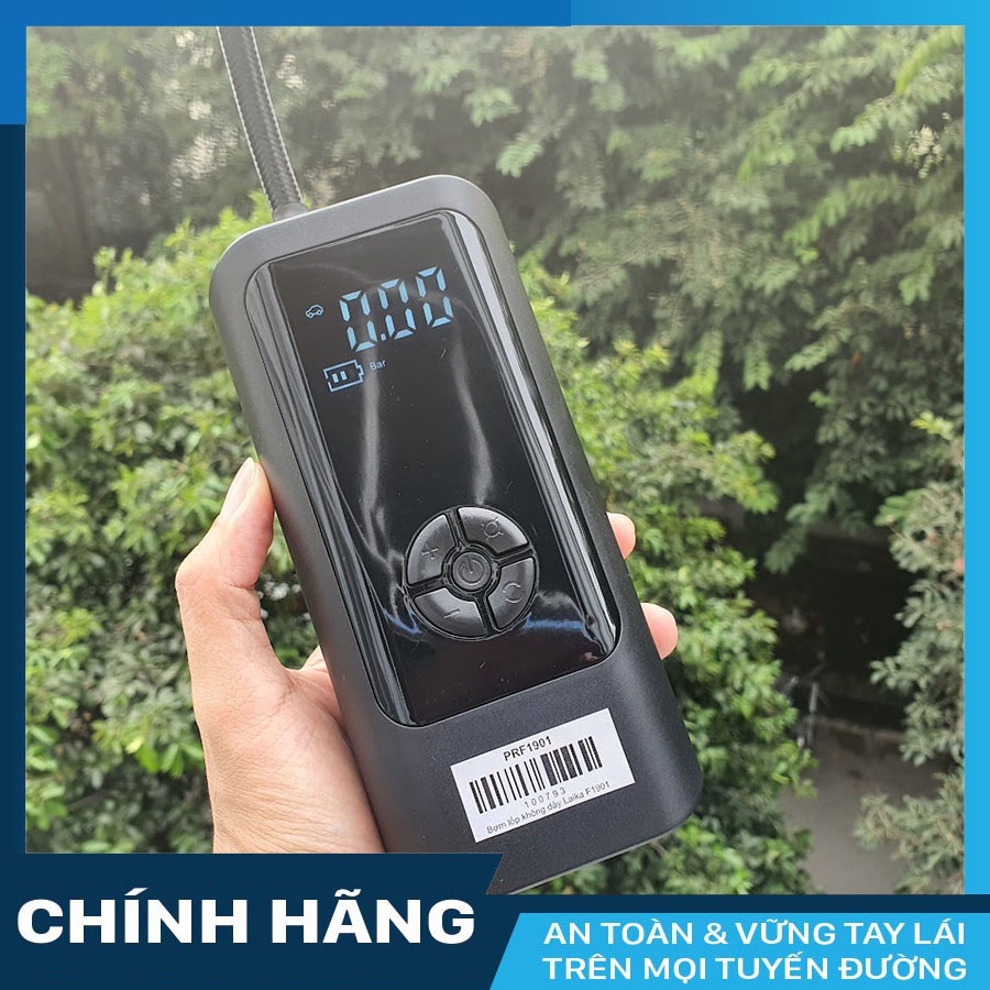 Máy bơm lốp cầm tay dùng pin Laika F1901 dành cho xe hơi - Bảo hành 24 tháng