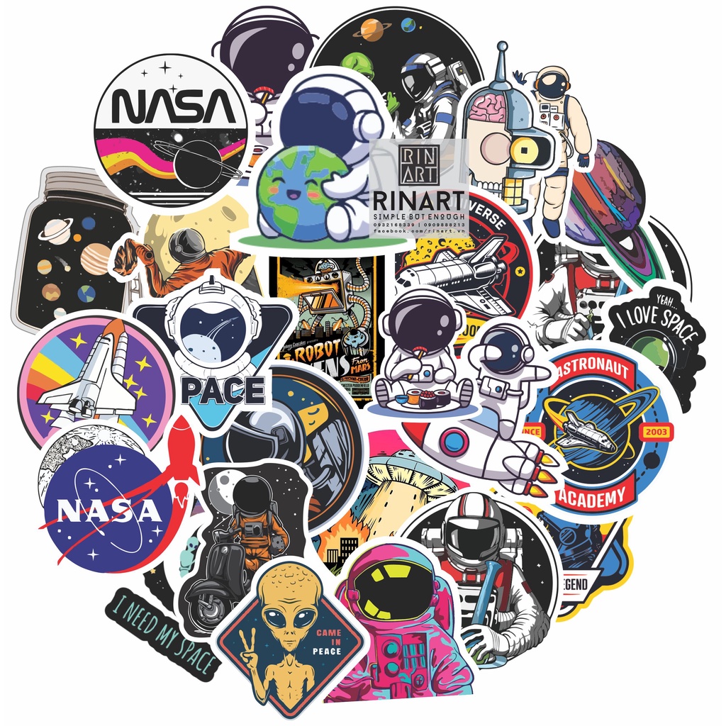 Decal Logo Sticker Patch in áo ủi trực tiếp lên vải hình nasa người ngoài hành tinh - Rinart.vn