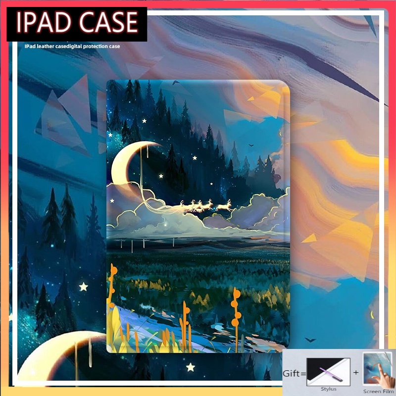 Deer Moon iPad2018 iPadpro iPadair Mini4 Mini5 Air4 IPad Case 2017 2018 Pro 9.7 10.5 10.9 11 Inch 2020 2019 10.2 IPad Cover with Pencil Holder Slot for Air3 Air2 Air1 Pro9.7 Pro11 Pro10.5 IPad Case Air Mini 1st 2nd 4th 5th 6th 7th 8th 11th Gen Generation