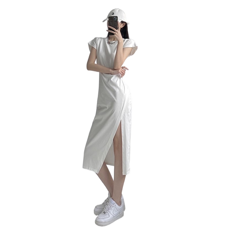 Đầm Perty dài quá gối ôm dáng phối xẻ tà kiểu Hàn Quốc dễ thương cho nữ