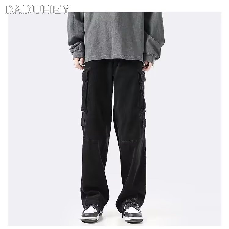 DaDuHey Men's and Women's 2022 Autumn Fashion Brand Straight Cargo Pants Korean Style Trendy Functional Loose Casual Pants