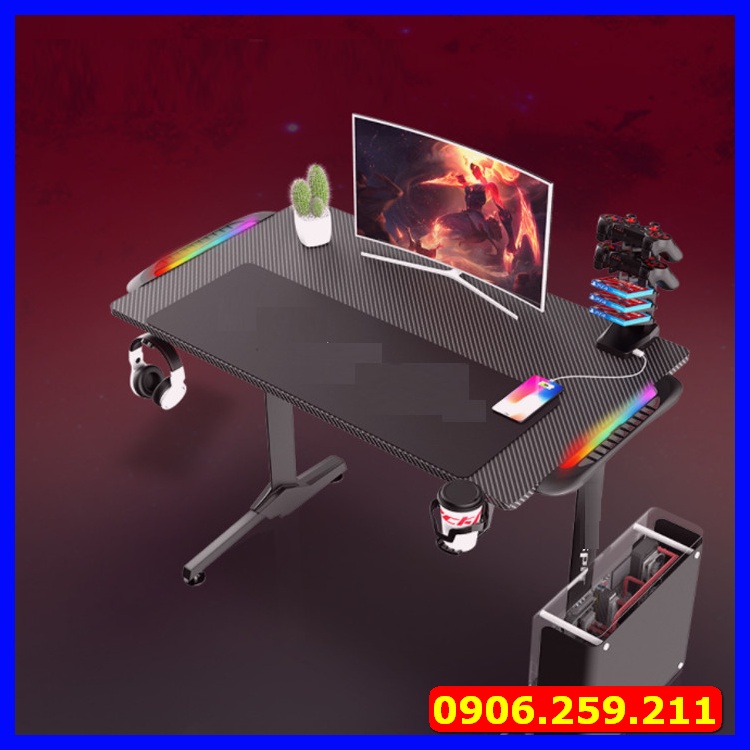 Bàn Chơi Game Cao Cấp Có Đèn LED , Bàn Làm Việc Cao Cấp Chân Thép Tĩnh Điện Cao Cấp