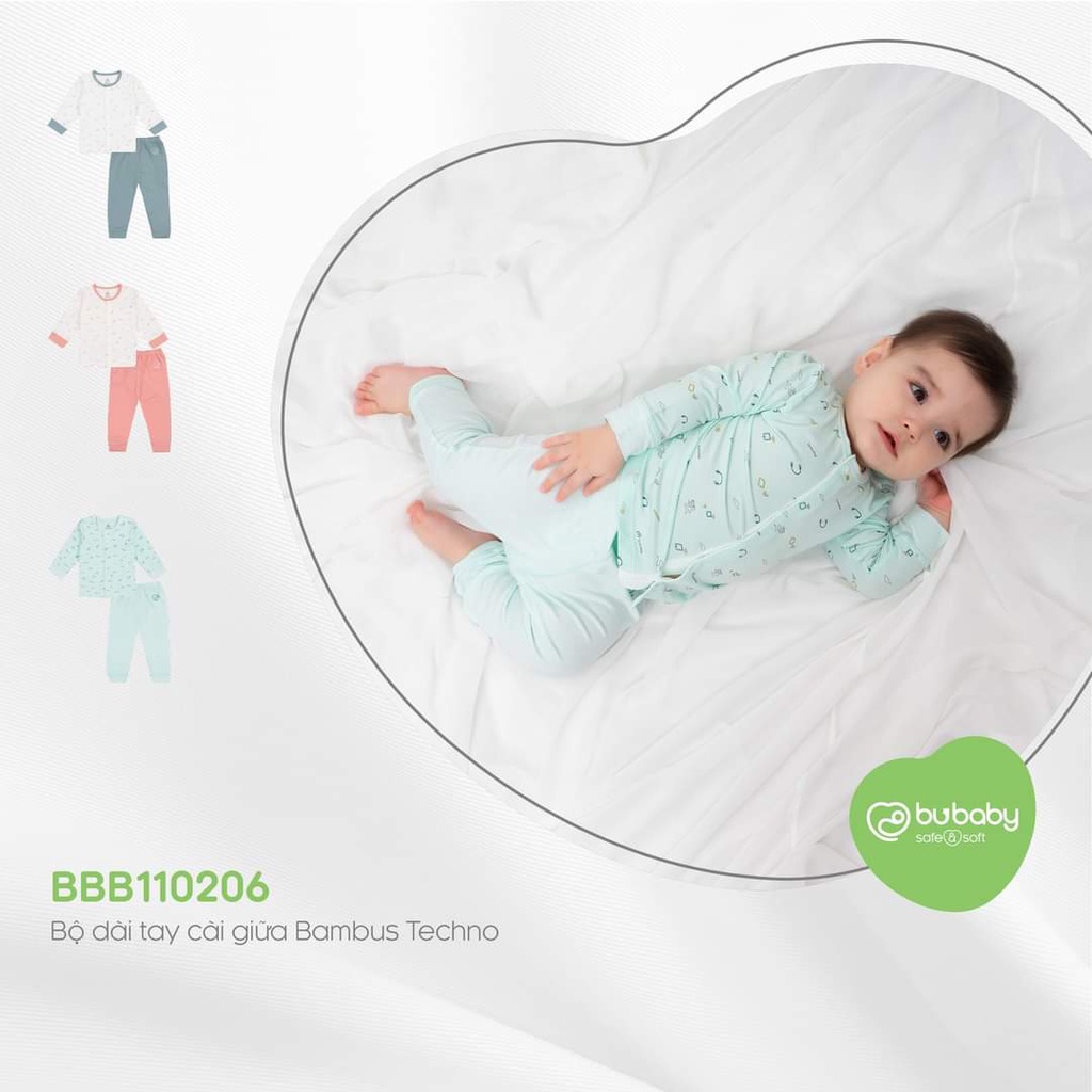 Bubaby - Bộ cài giữa dài tay Bambus Cuddles 0m - 9m