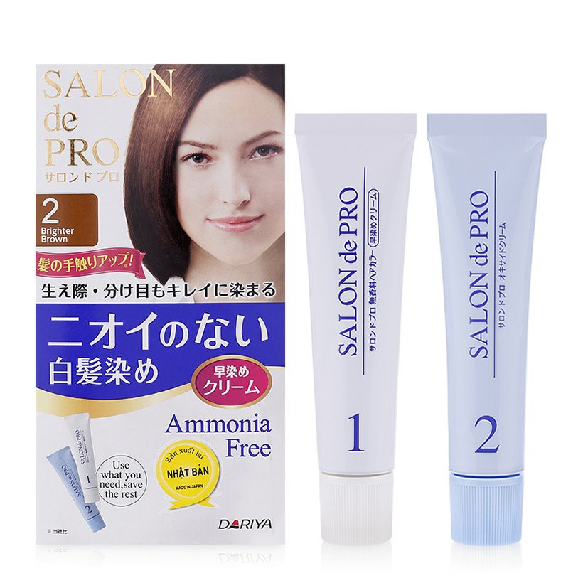 Kem nhuộm tóc nữ phủ bạc Nhật Bản Salon de Pro 2 (màu nâu sáng nhất)