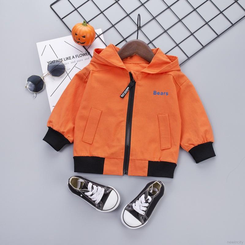 Áo khoác có dây khóa kéo họa tiết chữ thời trang Hàn dành cho bé