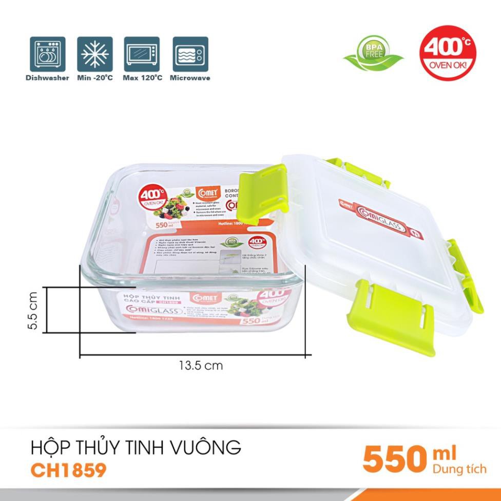 Combo 3 hộp thực phẩm thuỷ tinh COMET - 3CH1856&58&59 | BigBuy360 - bigbuy360.vn